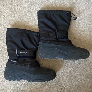 Kamik waterproof snow boots, kids size 2, black